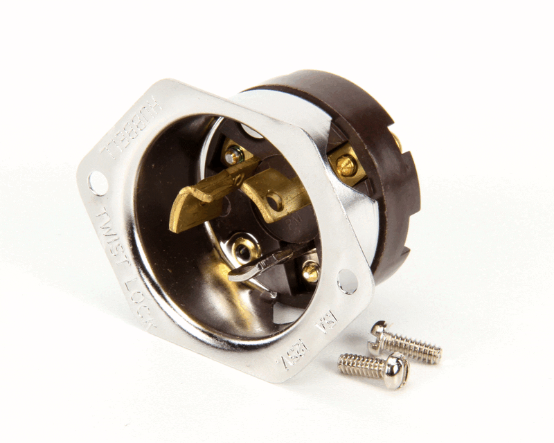 Cres Cor 0713011 Inlet, Flanged, 2 Pole, 15A, 125V, 3 Wire, Twist Lock, w/ 2 Screws