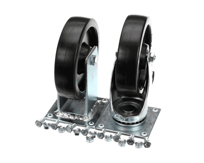 PITCO B3902117-C Caster, Set of 2, 1 Rigid, Nn Brake, 1 Swivel with Brake, 6", Plate