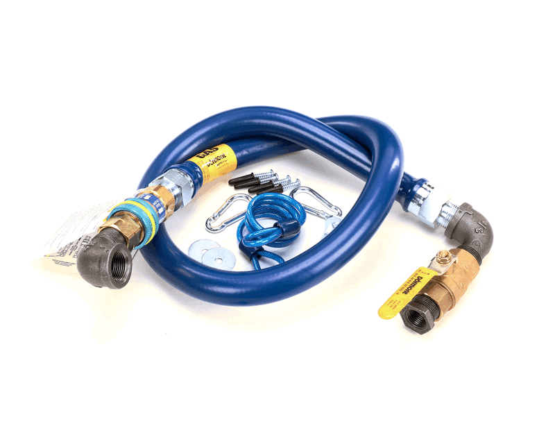 PITCO B8003103 Gas Hose Kit, 3/4 x 48", with Restraining Cable, QD, Valve