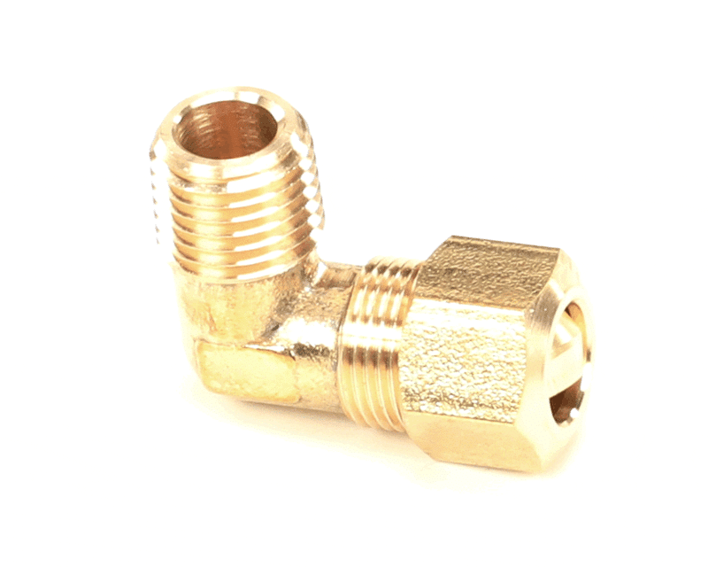 PITCO PP11134 Compression Fitting, 90 Degree Elbow, 1/4" NPT Outside Thread x 3/8" Tube, Brass