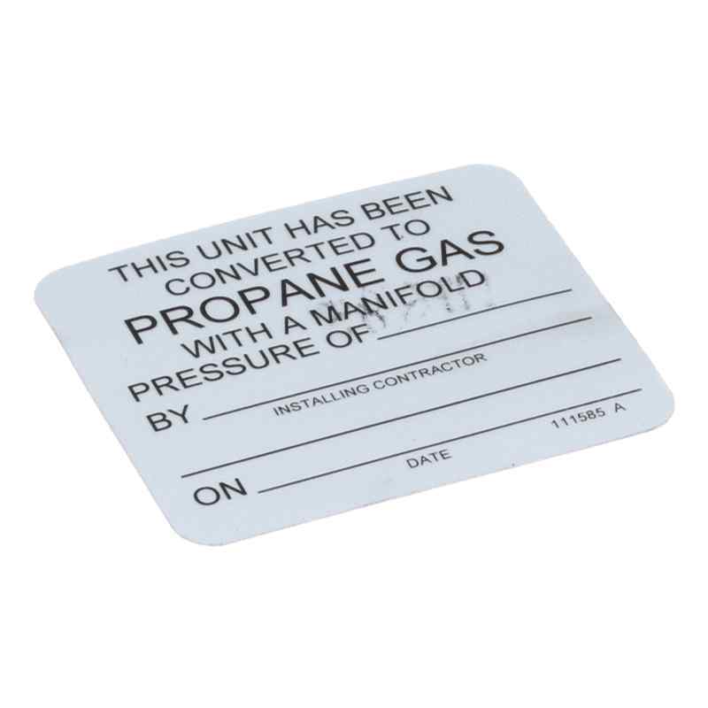 Convotherm 111585 Label, Natural Gas to Propane Gas Conversion