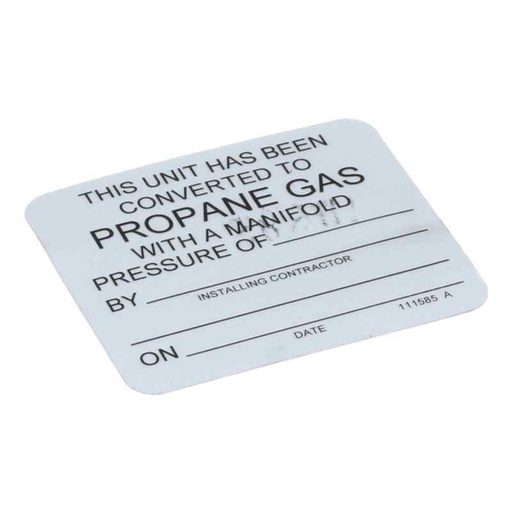 [COV1115851] Convotherm 111585 Label, Natural Gas to Propane Gas Conversion