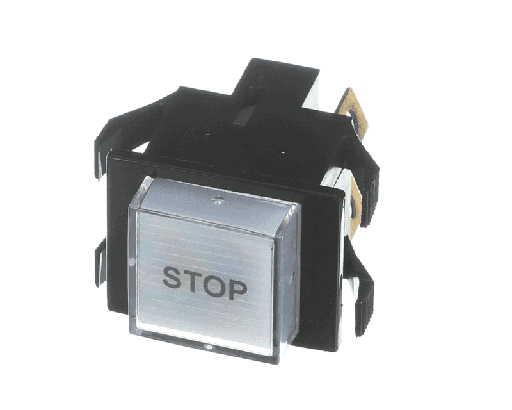 Crathco 88057 Switch, Push Buttom, SPST, Stop, Black Bezel