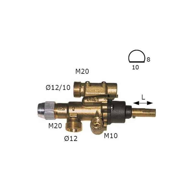 PEL 22S GAS VALVE AXLE:L25MM 8X10MM RAC THERMOCOUPLE M9X1 ORIGINAL