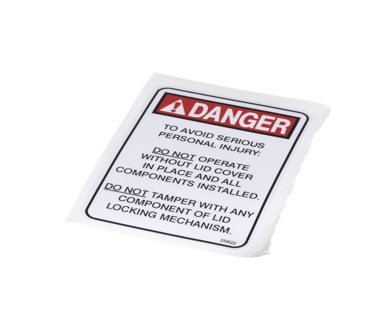 HENNY PENNY-Label/Decal, Danger-Lid Cover, English
