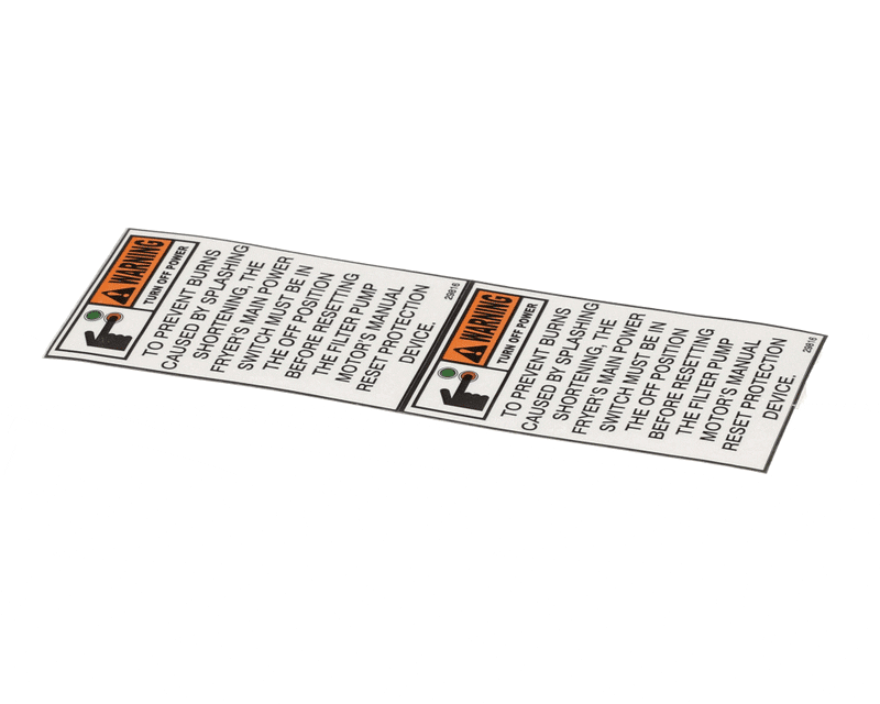 HENNY PENNY-Label, Warning, Pump Motor Reset