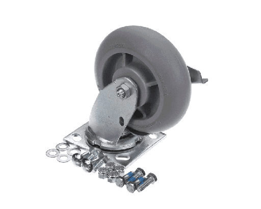 [H08002] Cambro H08002 Caster Kit with Brake, Swivel Plate, 6", Heavy Duty, Single