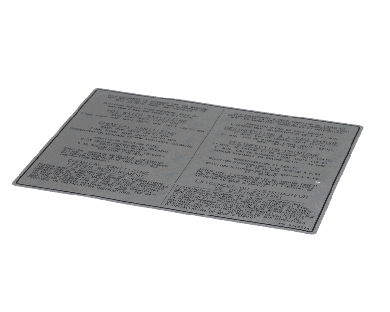 Hobart 00-974827 Label, Sanitizing, English/French