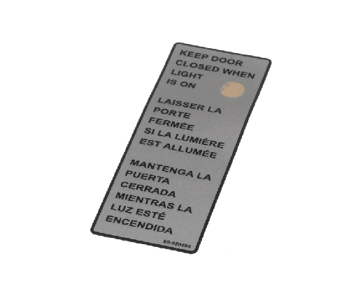 [00-950404] Hobart 00-950404 Label/Decal, Keep Door Closed, Condensing Cycle, English/French/Spanish