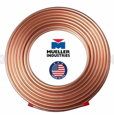 MUELLER Streamline D08050 Dehydrated Copper Refrigeration Tube Coil, Outer Diameter: 1/2", Wall Thickness: 0.032", Length: 50 Foot Coil. Made in USA