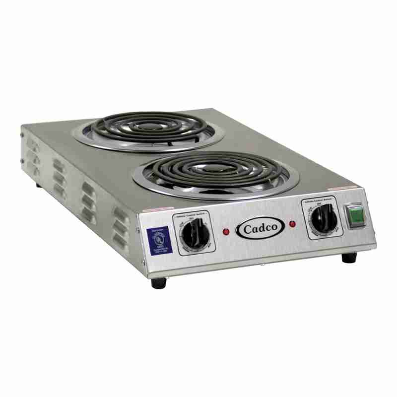 CADCO CDR-2TFB Double Burner Hot Plate, Front-to-Back, 8" Tubular Elements, 3,000W, 220V