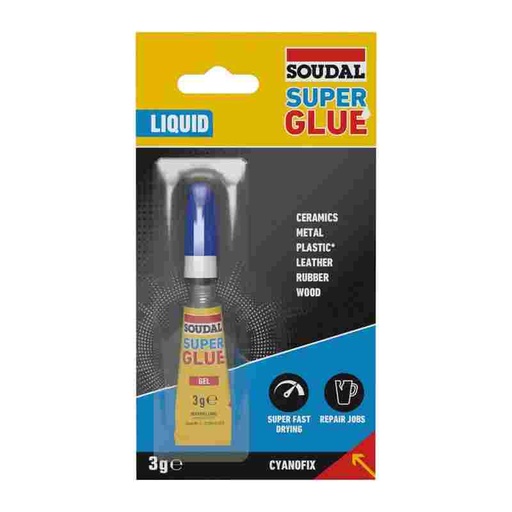 [100072] SOUDAL Super Glue Liquid 3 g, Display Box of 24 Tubes