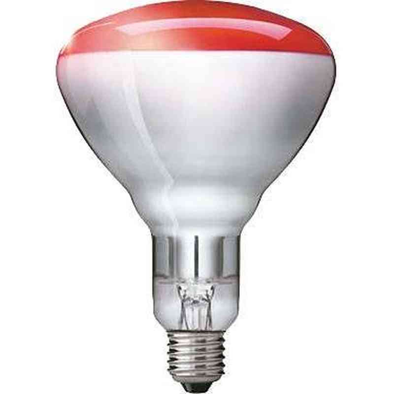 PHILIPS IR250RH Infrared Heat Lamp, 250W, 230-250V, E27 (BR125 Red Hardglass)